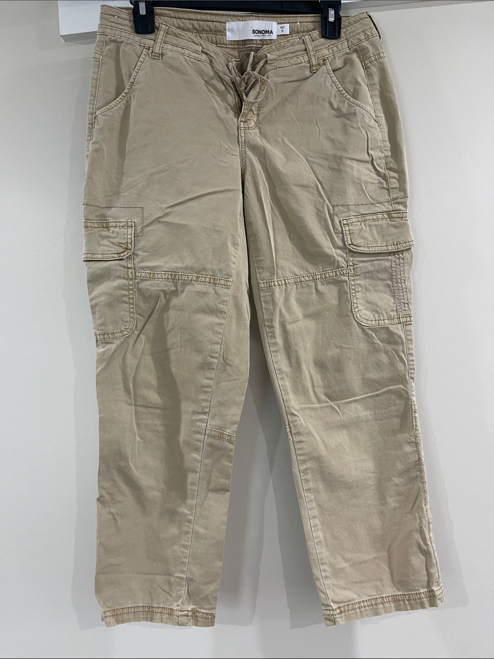 Sonoma Tan Cargo Pants with Drawstring Waist